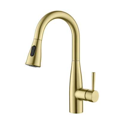 Kibi Bari Single Handle Pull Down Kitchen and Bar Sink Faucet in Brushed Gold Finish - KKF2015BG