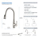 Kibi Bari-T Single Handle Pull Down Kitchen Sink Faucet With Soap Dispenser in Brushed Nickel Finish - C-KKF2016BN-KSD100BN