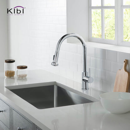 Kibi Casa Single Handle High Arc Pull Down Kitchen Faucet in Chrome Finish - KKF2002CH