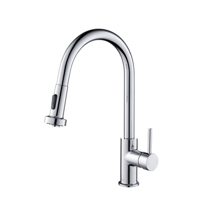Kibi Casa Single Handle High Arc Pull Down Kitchen Faucet in Chrome Finish - KKF2002CH