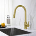 Kibi Circular Single Handle Pull Down Kitchen Faucet With Soap Dispenser in Brushed Gold Finish - C-KKF2013BG-KSD100BG