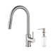 Kibi Circular Single Handle Pull Down Kitchen Faucet With Soap Dispenser in Brushed Nickel Finish - C-KKF2013BN-KSD100BN