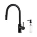 Kibi Circular Single Handle Pull Down Kitchen Faucet With Soap Dispenser in Matte Black Finish - C-KKF2013MB-KSD100MB