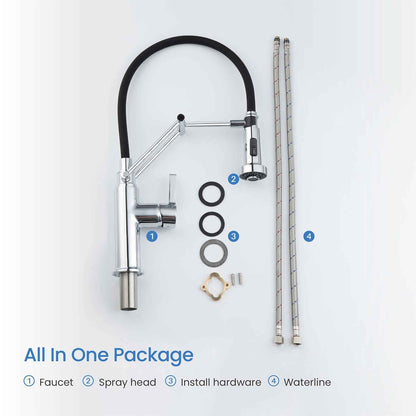 Kibi Engel Single Handle Pull Down Kitchen Faucet In Chrome Finish - KKF2014CH