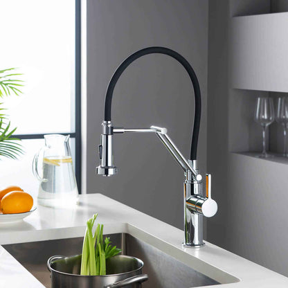 Kibi Engel Single Handle Pull Down Kitchen Faucet In Chrome Finish - KKF2014CH