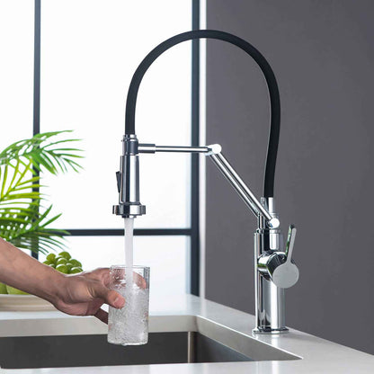 Kibi Engel Single Handle Pull Down Kitchen Faucet In Chrome Finish - KKF2014CH