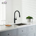 Kibi Hilo Single Handle High Arc Pull Down Kitchen Faucet With Soap Dispenser in Matte Black Finish - C-KKF2008MB-KSD100MB