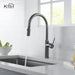 Kibi Hilo Single Handle High Arc Pull Down Kitchen Faucet With Soap Dispenser in Titanium Finish - C-KKF2008TT-KSD100TT