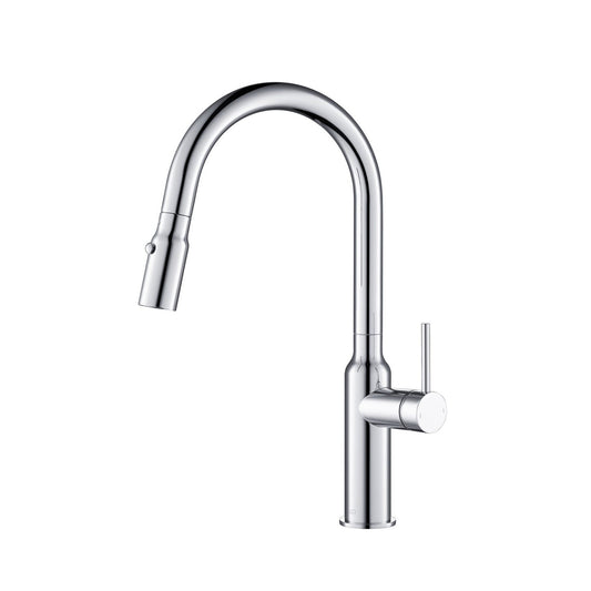 Kibi Hilo Single Handle High Arc Pull Down Kitchen Faucet in Chrome Finish - KKF2008CH