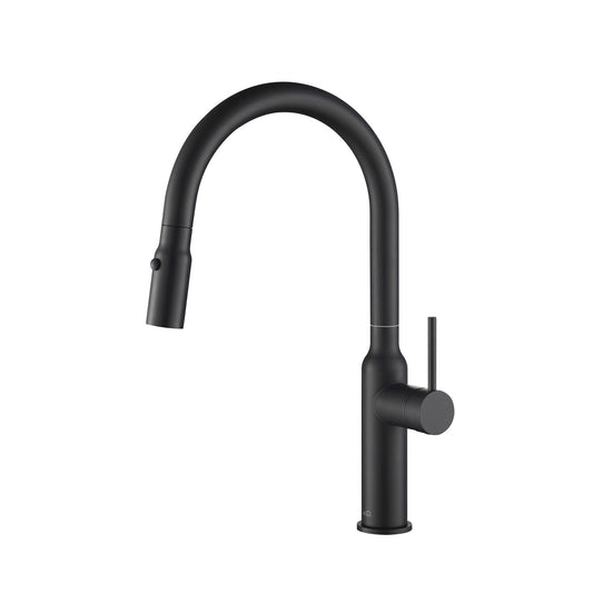 Kibi Hilo Single Handle High Arc Pull Down Kitchen Faucet in Matte Black Finish - KKF2008MB
