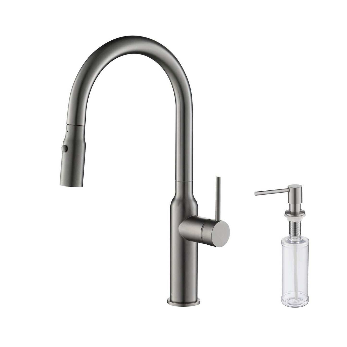 Kibi Hilo Single Handle High Arc Pull Down Kitchen Faucet in Titanium Finish - KKF2008TT