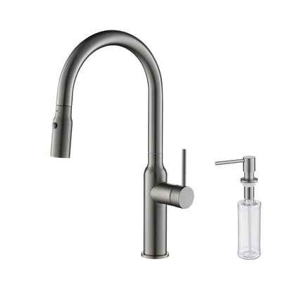 Kibi Hilo Single Handle High Arc Pull Down Kitchen Faucet in Titanium Finish - KKF2008TT