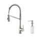 Kibi Largo Single Handle Pull Down Kitchen Faucet With Soap Dispenser in Brushed Nickel Finish - C-KKF2006BN-KSD100BN