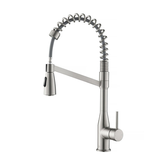 Kibi Largo Single Handle Pull Down Kitchen Faucet in Brushed Nickel Finish - KKF2006BN