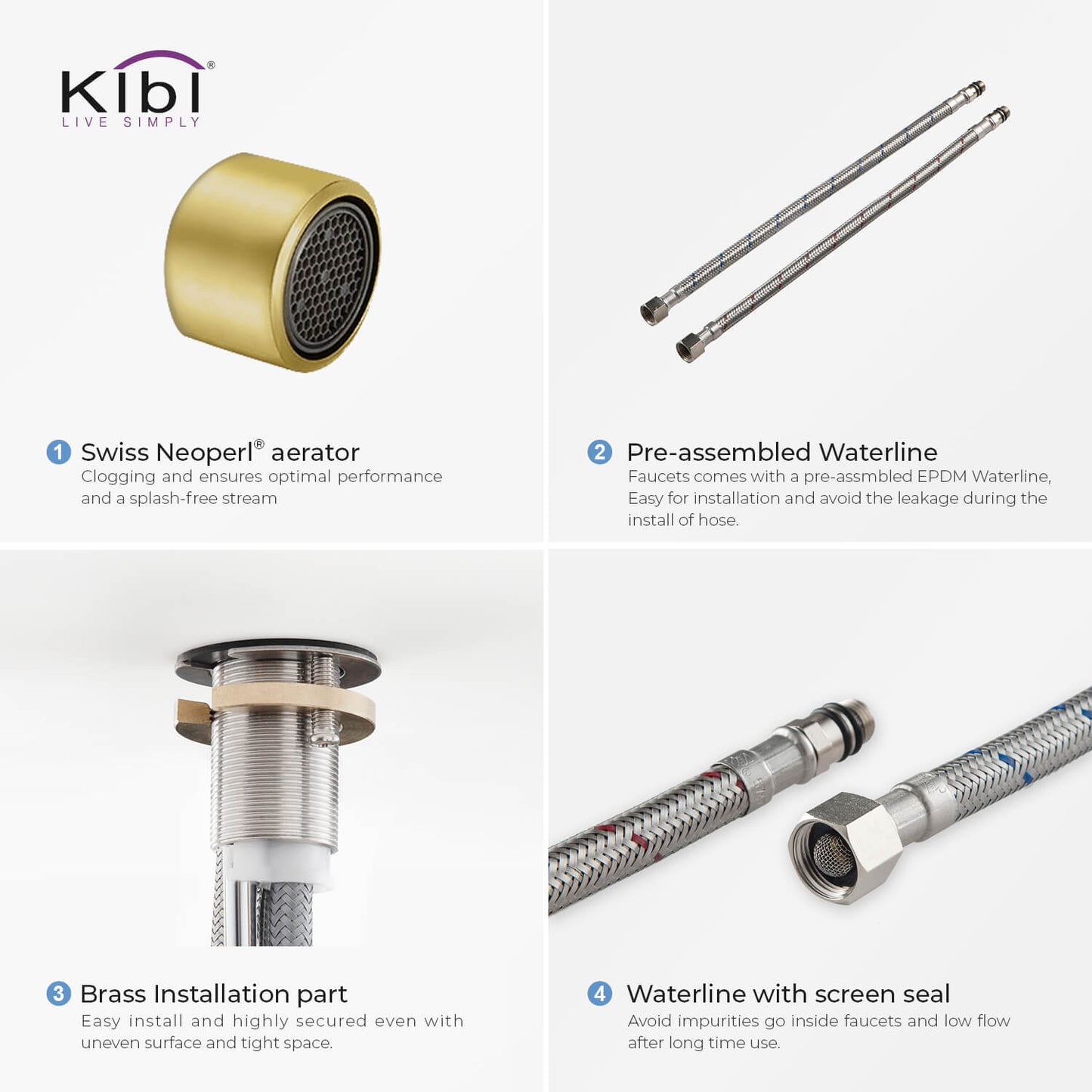 Kibi Lowa Single Handle High Arc Kitchen Bar Sink Faucet With Soap Dispenser in Brushed Gold Finish - C-KKF2001BG-KSD100BG