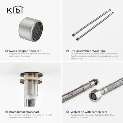 Kibi Lowa Single Handle High Arc Kitchen Bar Sink Faucet With Soap Dispenser in Brushed Nickel Finish - C-KKF2001BN-KSD100BN