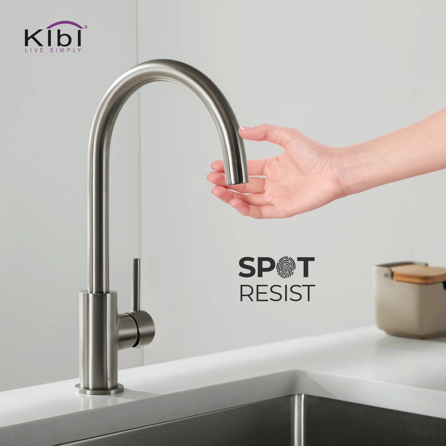 Kibi Lowa Single Handle High Arc Kitchen Bar Sink Faucet With Soap Dispenser in Brushed Nickel Finish - C-KKF2001BN-KSD100BN