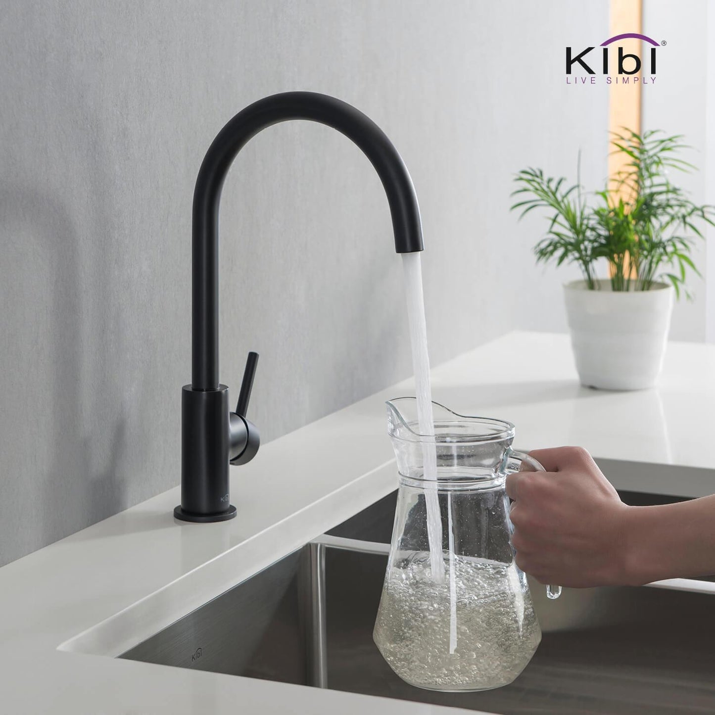Kibi Lowa Single Handle High Arc Kitchen Bar Sink Faucet With Soap Dispenser in Matte Black Finish - C-KKF2001MB-KSD100MB