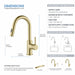 Kibi Luxe Single Handle High Arc Pull Down Kitchen Faucet With Soap Dispenser in Brushed Gold Finish - C-KKF2011BG-KSD100BG