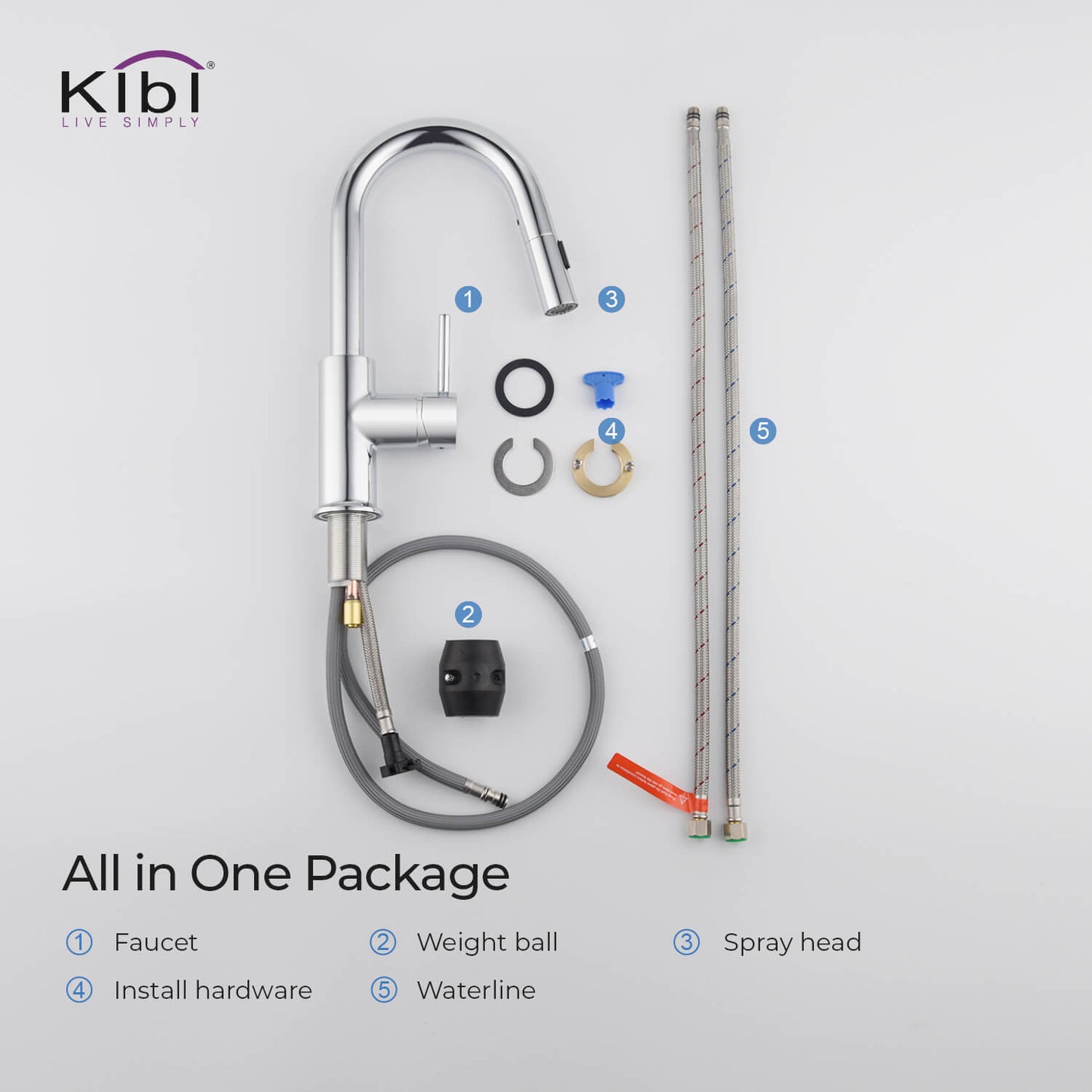 Kibi Luxe Single Handle High Arc Pull Down Kitchen Faucet With Soap Dispenser in Chrome Finish - C-KKF2011CH-KSD100CH