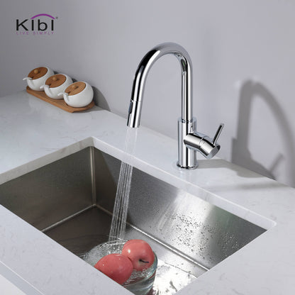 Kibi Luxe Single Handle High Arc Pull Down Kitchen Faucet in Chrome Finish - KKF2011CH
