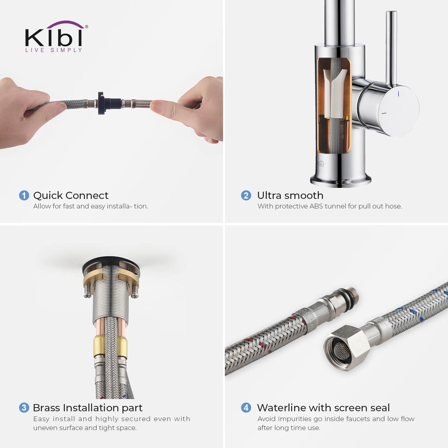 Kibi Luxe Single Handle High Arc Pull Down Kitchen Faucet in Chrome Finish - KKF2011CH
