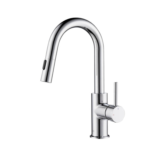 Kibi Luxe Single Handle High Arc Pull Down Kitchen Faucet in Chrome Finish - KKF2011CH