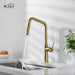 Kibi Macon Single Handle High Arc Pull Down Kitchen Faucet With Soap Dispenser in Brushed Gold Finish - C-KKF2007BG-KSD100BG