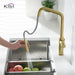 Kibi Macon Single Handle High Arc Pull Down Kitchen Faucet With Soap Dispenser in Brushed Gold Finish - C-KKF2007BG-KSD100BG