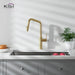 Kibi Macon Single Handle High Arc Pull Down Kitchen Faucet With Soap Dispenser in Brushed Gold Finish - C-KKF2007BG-KSD100BG