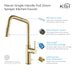 Kibi Macon Single Handle High Arc Pull Down Kitchen Faucet With Soap Dispenser in Brushed Gold Finish - C-KKF2007BG-KSD100BG