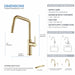 Kibi Macon Single Handle High Arc Pull Down Kitchen Faucet With Soap Dispenser in Brushed Gold Finish - C-KKF2007BG-KSD100BG