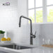 Kibi Macon Single Handle High Arc Pull Down Kitchen Faucet With Soap Dispenser in Titanium Finish - C-KKF2007TT-KSD100TT