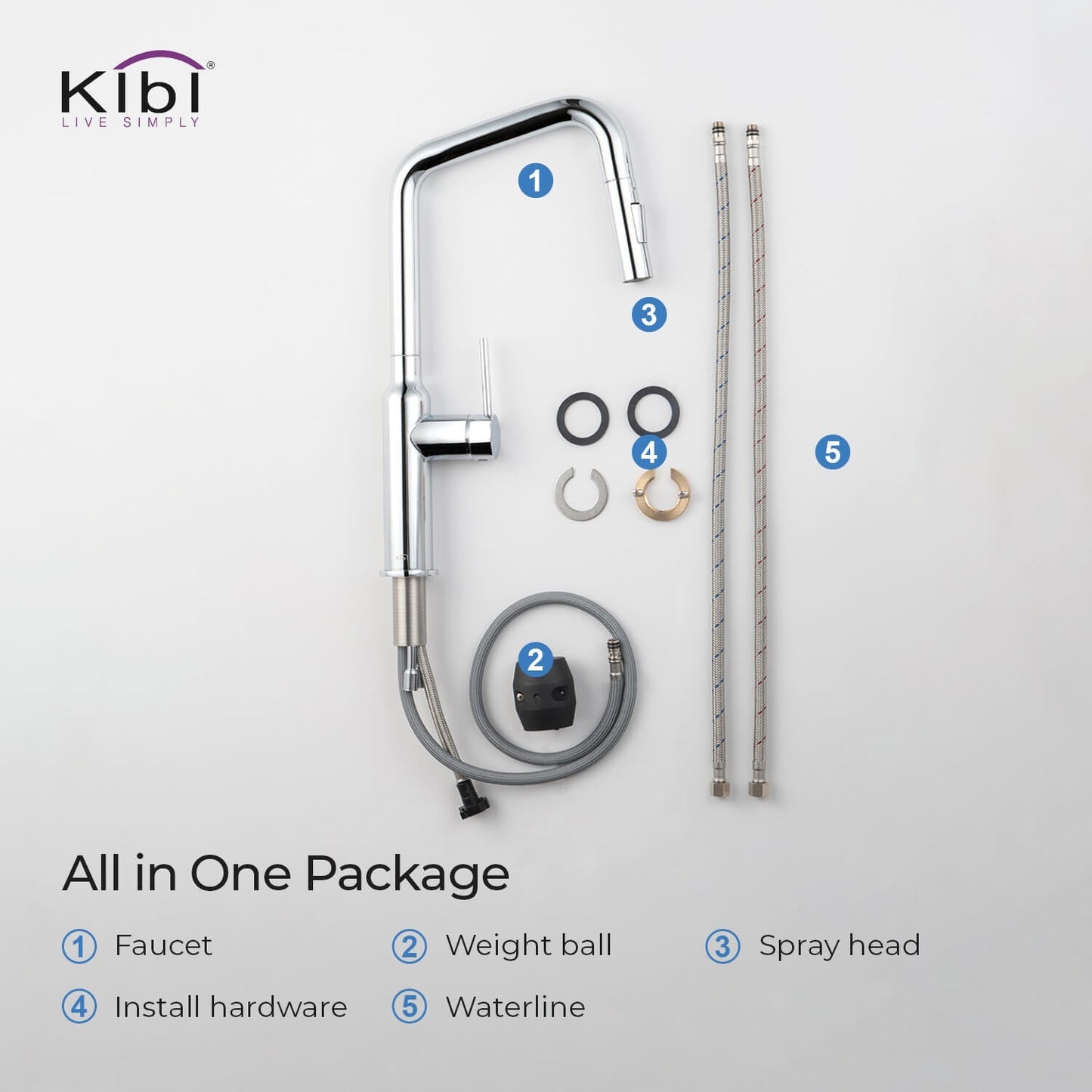 Kibi Macon Single Handle High Arc Pull Down Kitchen Faucet in Chrome Finish - KKF2007CH