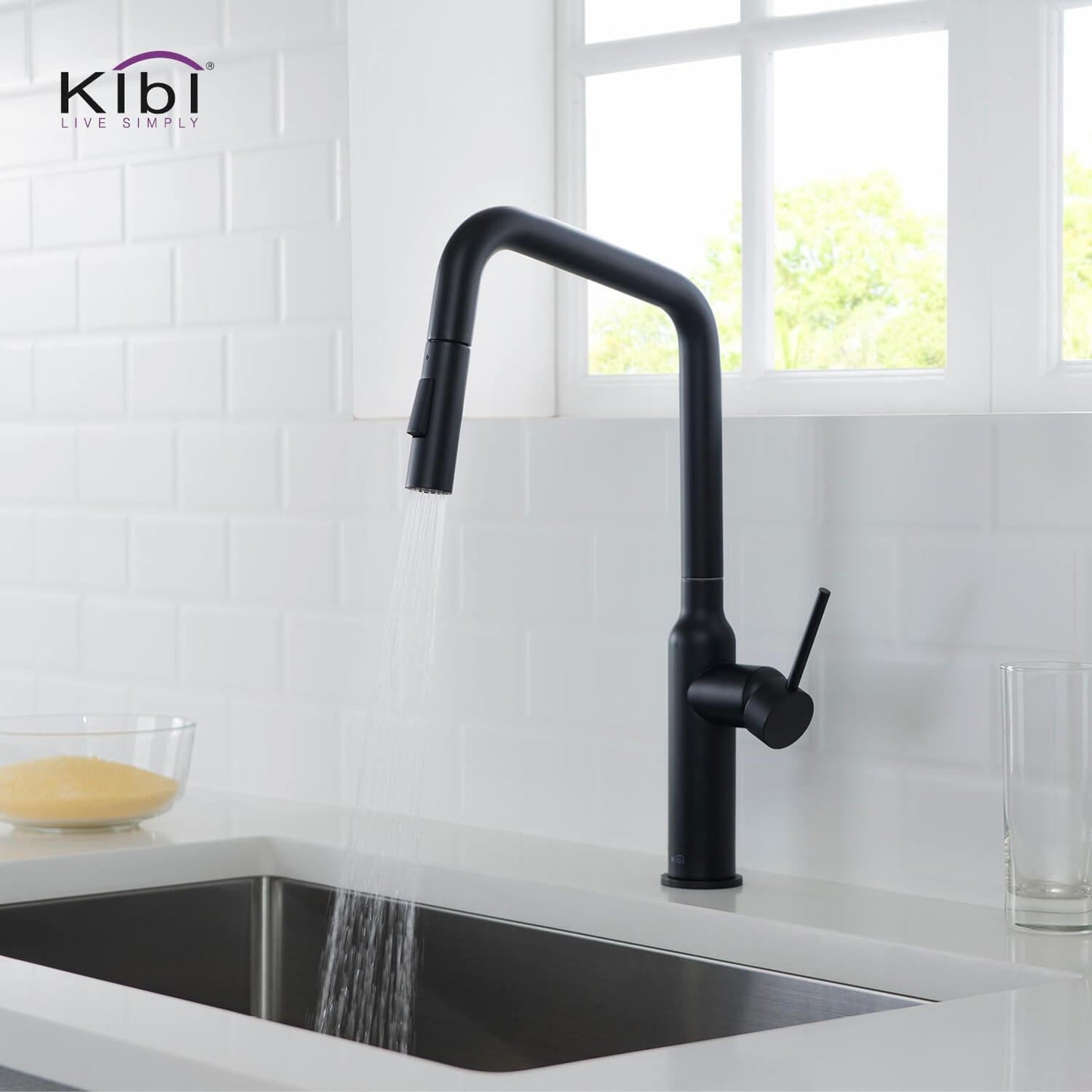 Kibi Macon Single Handle High Arc Pull Down Kitchen Faucet in Matte Black Finish - KKF2007MB