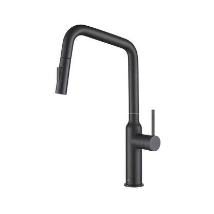 Kibi Macon Single Handle High Arc Pull Down Kitchen Faucet in Matte Black Finish - KKF2007MB