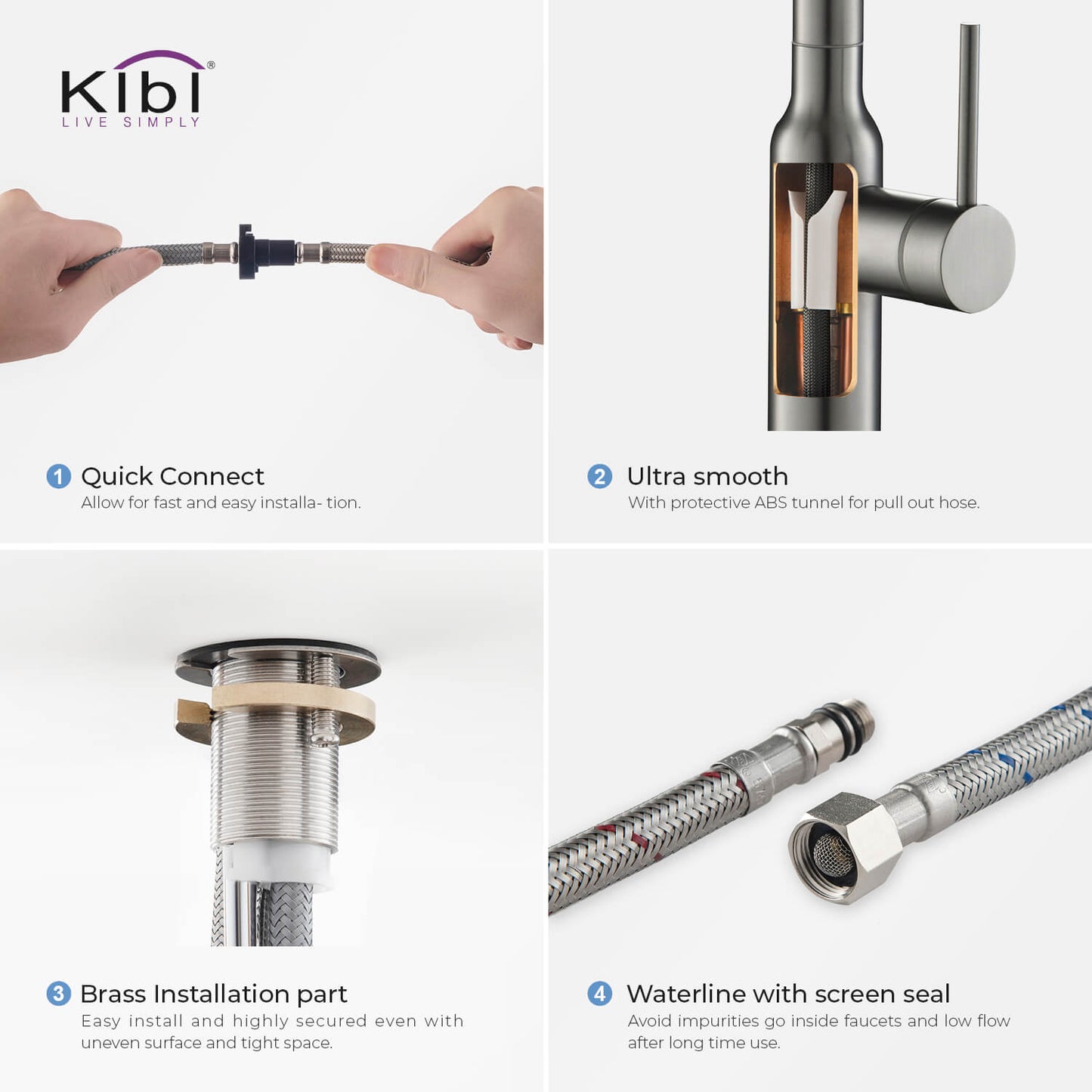 Kibi Macon Single Handle High Arc Pull Down Kitchen Faucet in Titanium Finish - KKF2007TT