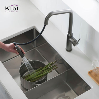Kibi Macon Single Handle High Arc Pull Down Kitchen Faucet in Titanium Finish - KKF2007TT