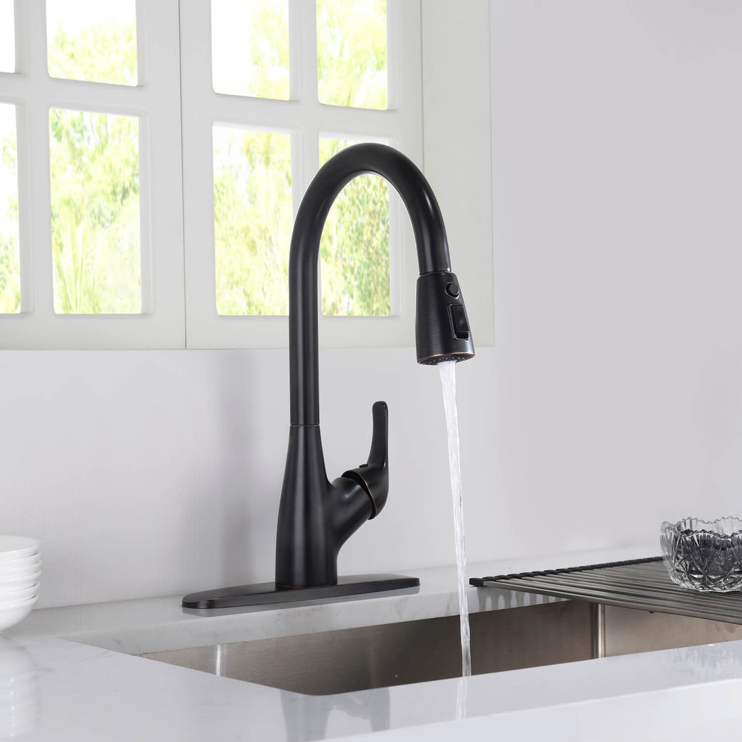 Kibi Single Handle Pull Down Kitchen Faucet In Oil Rubbed Bronze Finish - F101ORB