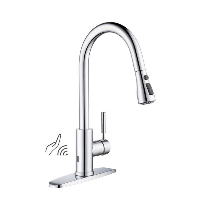 Kibi Single Handle Pull Down Kitchen Faucet With Touch Sensor In Chrome Finish - F102CH-S