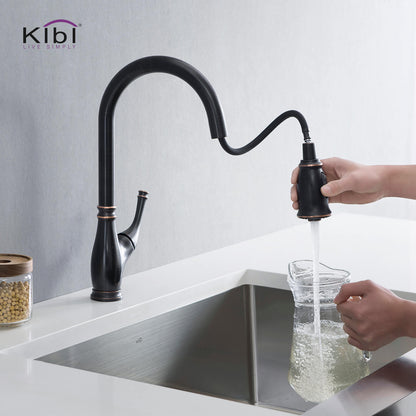 Kibi Summit Single Handle High Arc Pull Down Kitchen Faucet in Oil Rubbed Bronze Finish - KKF2009ORB