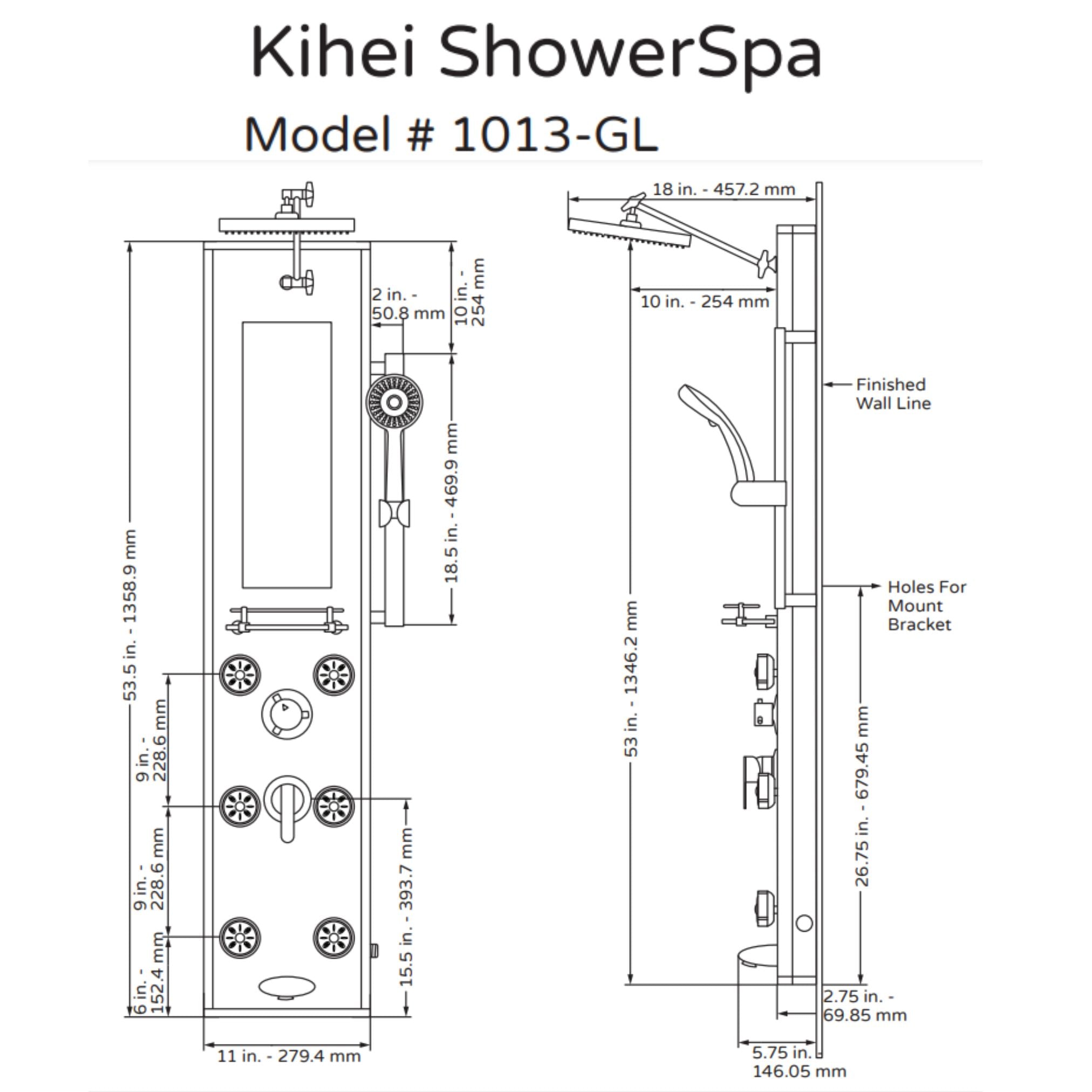 Pulse Showerspas Silver Glass Shower Panel - Kihei Ii Showerspa 1013-GL