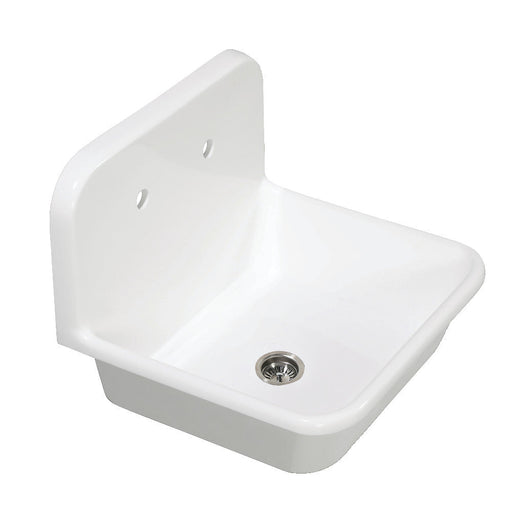 Kingston Brass Arcticstone 24 in. Solid Surface Farmhouse Kitchen Sink with Backsplash, Matte White - GKTA242119