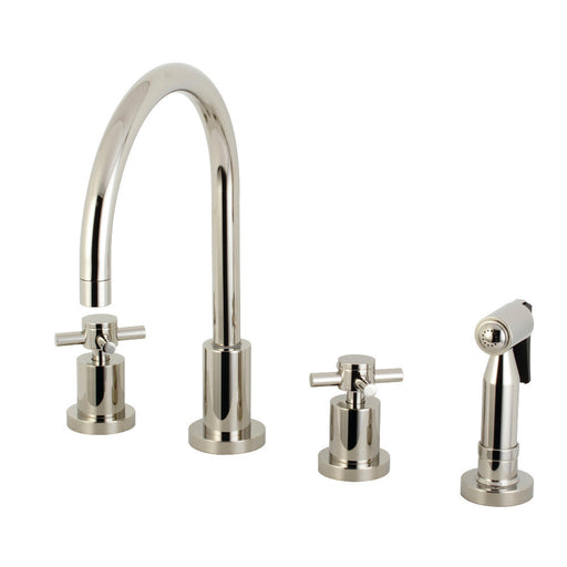 Kingston Brass Concord 8 in. Widespread Kitchen Faucet with Brass Sprayer - KS8726DXBS