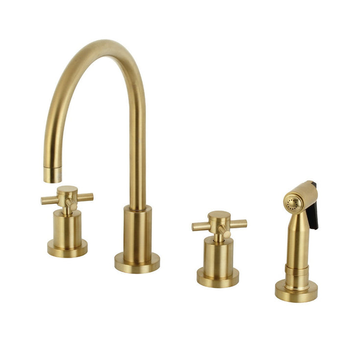 Kingston Brass Concord 8 in. Widespread Kitchen Faucet with Brass Sprayer - KS8726DXBS