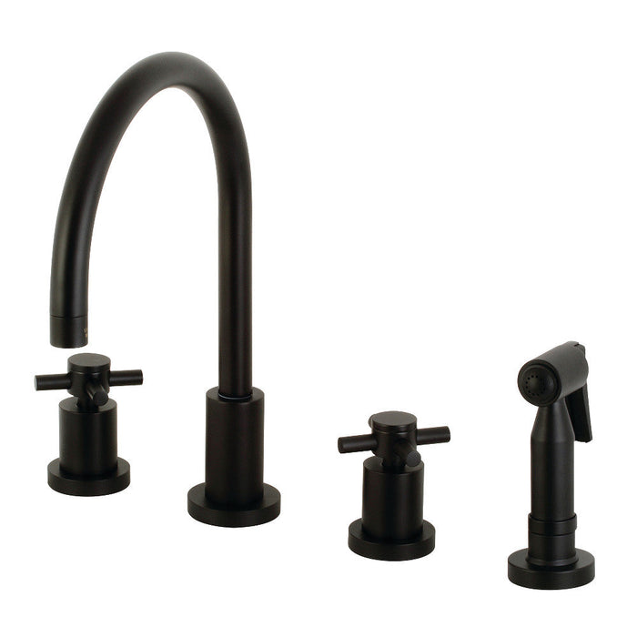 Kingston Brass Concord 8 in. Widespread Kitchen Faucet with Brass Sprayer - KS8726DXBS