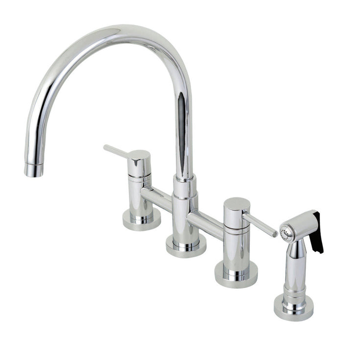 Kingston Brass Concord Two-Handle Bridge Kitchen Faucet with Brass Side Sprayer - KS8278DLBS