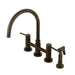 Kingston Brass Concord Two-Handle Bridge Kitchen Faucet with Brass Side Sprayer - KS8278DLBS