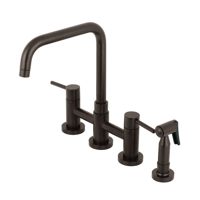 Kingston Brass Concord Two-Handle Bridge Kitchen Faucet with Brass Sprayer - KS8287DLBS