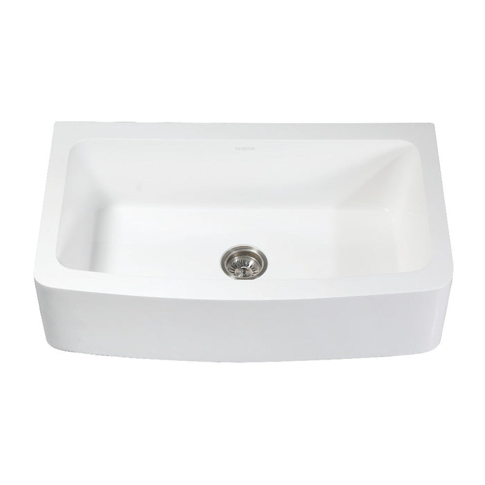 Kingston Brass Solid Surface 36" x 22" Farmhouse Single Bowl Kitchen Sink, Matte White - GKFA36229